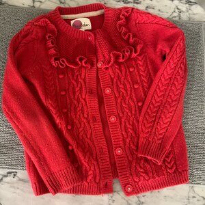 Boden. Sweater Knit Ruffle Trim Cardigan, 7-8 yr